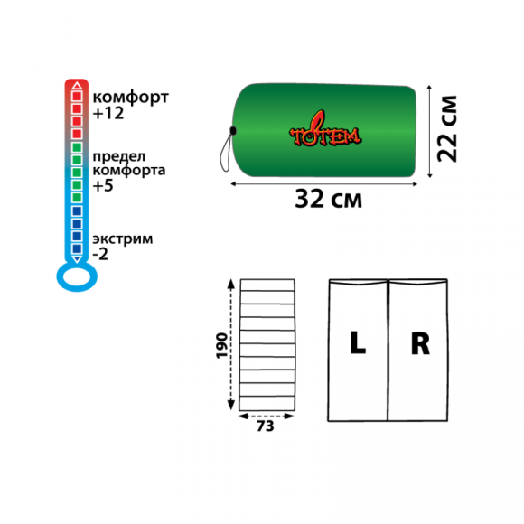 Totem мешок спальный Ember олива L