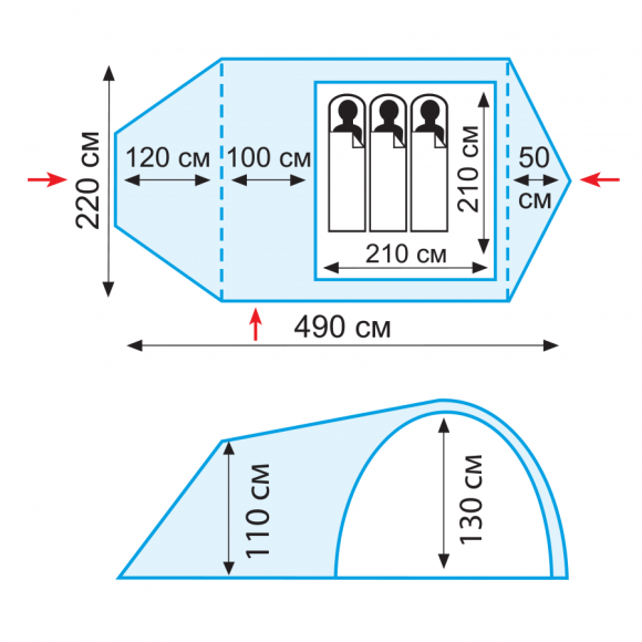 Универсальная палатка Tramp Grot 3 (V2) (Зеленый), TRT-36