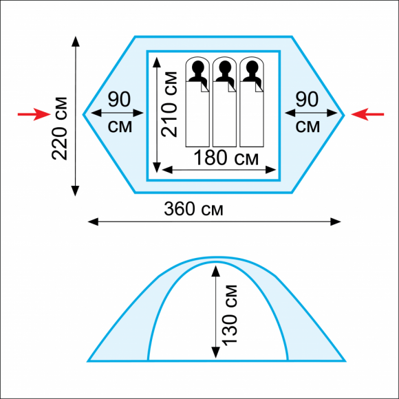 Tramp палатка Nishe 3 (V2) (зеленый), TRT-54
