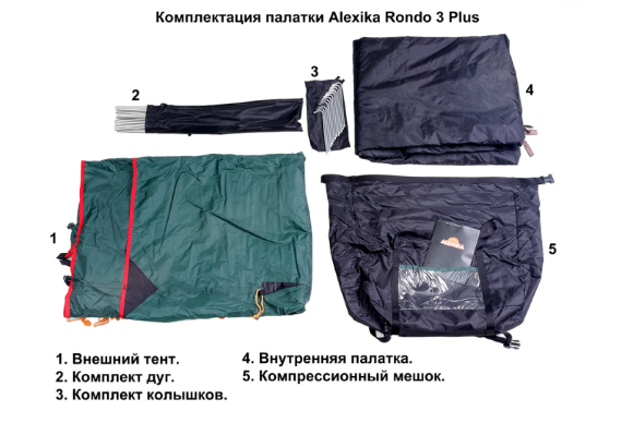 Универсальная трехместная палатка Alexika Rondo 3 Plus Fib, 9123.3801