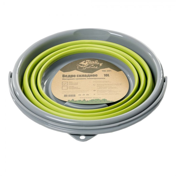 Tramp Ведро складное силиконовое 10 л, оливковый, TRC-060