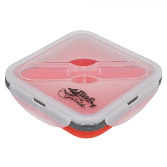 Контейнер силиконовый с ловилкой 400 мл Tramp терракотовый, TRC-090