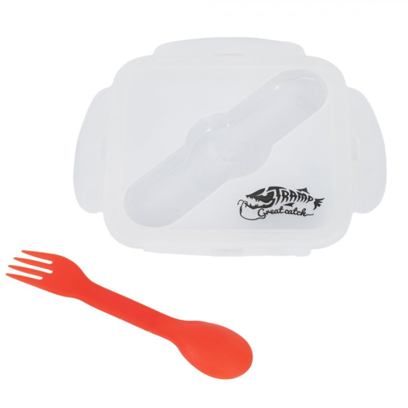 Контейнер силиконовый с ловилкой 400 мл Tramp терракотовый, TRC-090