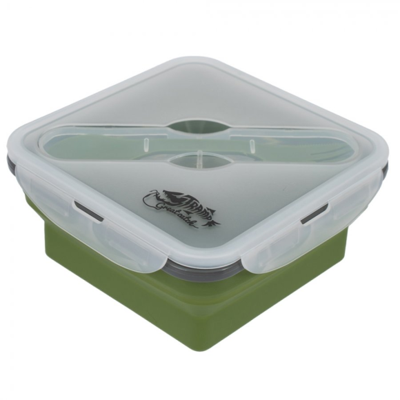 Контейнер силиконовый Tramp с ловилкой 1000 мл оливковый, TRC-090