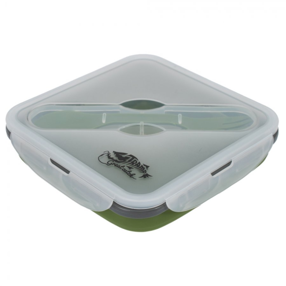 Контейнер силиконовый Tramp с ловилкой 1000 мл оливковый, TRC-090