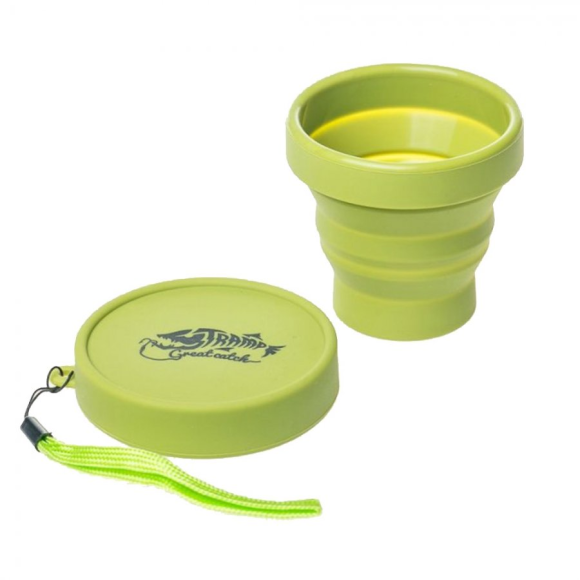 Tramp Стакан силиконовый складной с крышкой, оливковый, TRC-037