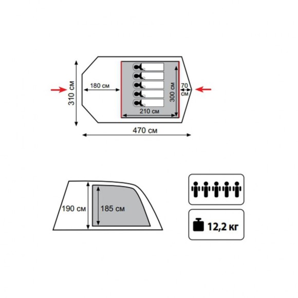 Tramp палатка Baltic Wave 5 V2 (зеленый), TRT-79