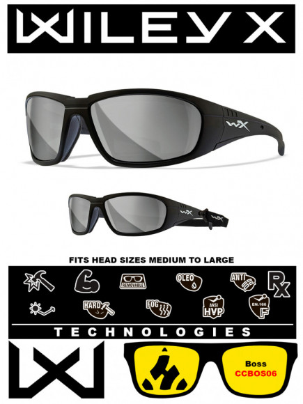 Защитные очки Wiley X Boss Matte Black (Silver Flash)