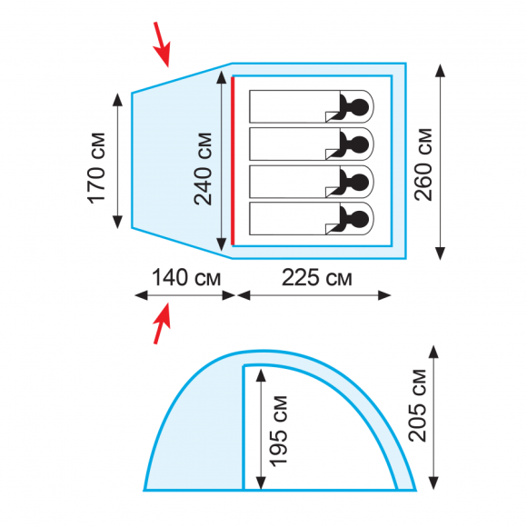 Кемпинговая палатка Tramp Bell 4 (V2) (Зеленый), TRT-81