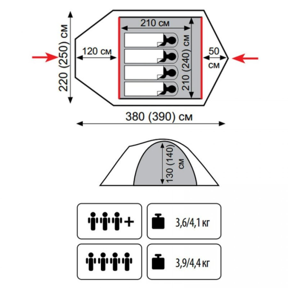Кемпинговая палатка Tramp Lite Camp 4 (Зеленый)