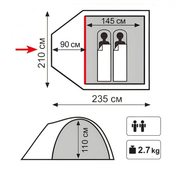 Totem палатка Indi 2 V2 (зеленый), 4743131060166