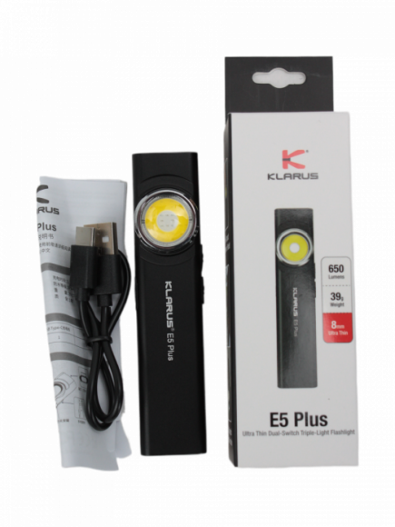 Фонарь EDC KLARUS E5 Plus, 650Lm, акк.500mAh, черный