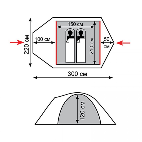 Экспедиционная палатка Tramp Mountain 2 (V2) (Зеленый), TRT-22-green