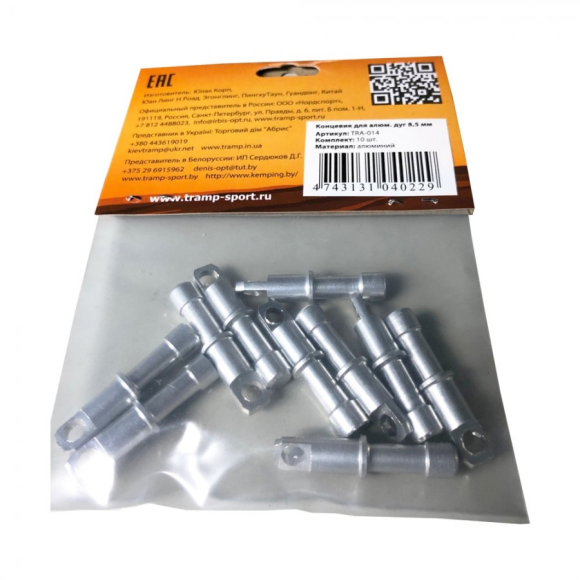 Алюминиевые концевики дуг 8,5 мм Tramp (Сер. алюминий 10 шт.), TRA-014