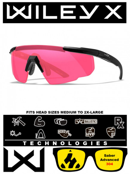 Очки стрелковые с баллистической защитой WILEYX Saber Advanced Matte Black (Vermillion)