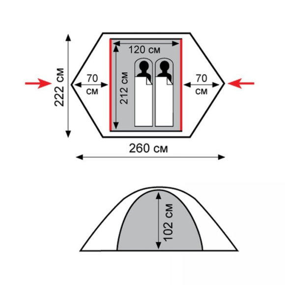 Экспедиционная палатка Tramp Sarma 2 (V2) (Зеленый), TRT-30-green