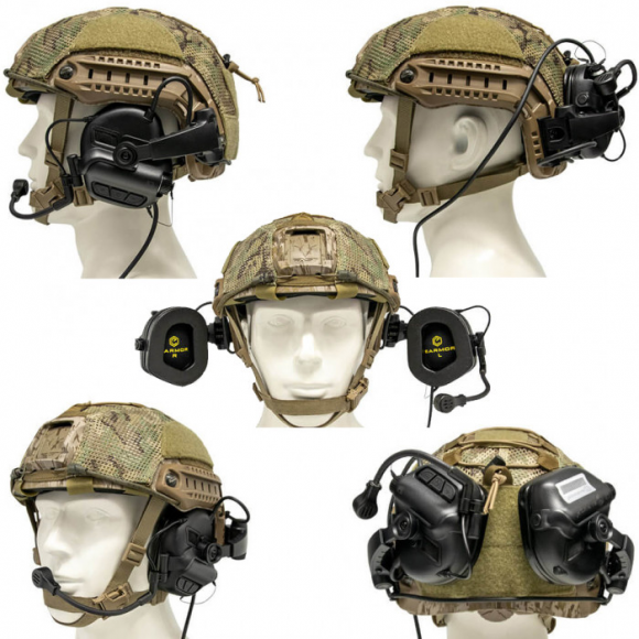 Крепление для наушников EARMOR Plus M16A на шлем (чебурашка) коричневые