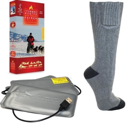 Комплект-подарок носки с подогревом RL-N-01 (AA) и Греющий комплект ЕСС ГК 3 модуля с USB разъёмом, RL-N-ESS-GK3-USB
